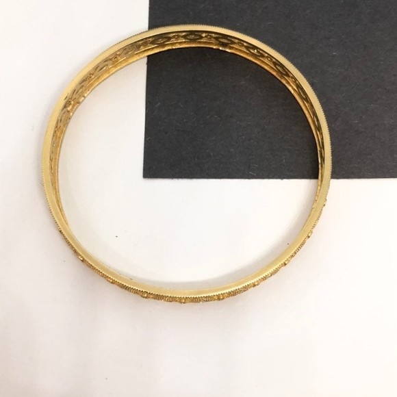 Sterling Silver Gold Clad 8.5mm 7" Bangle Bracelet - Picture 2 of 7